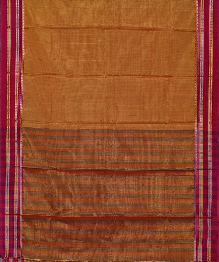 Yellow red micro checks art silk handwoven gayathri ilkal saree