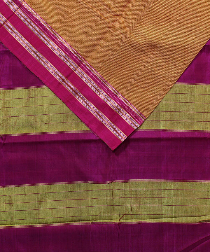 Yellow red micro checks art silk handwoven gayathri ilkal saree