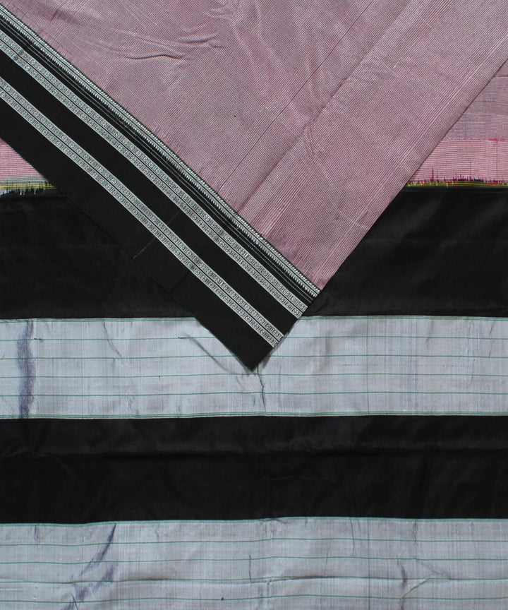 Mauve white micro checks art silk handwoven gayathri ilkal saree