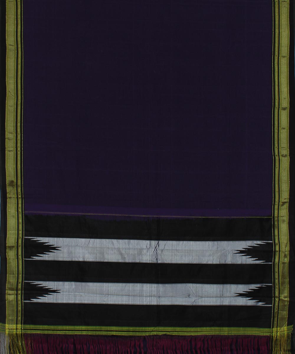 Violet black art silk and cotton handloom chikki paras ilkal saree