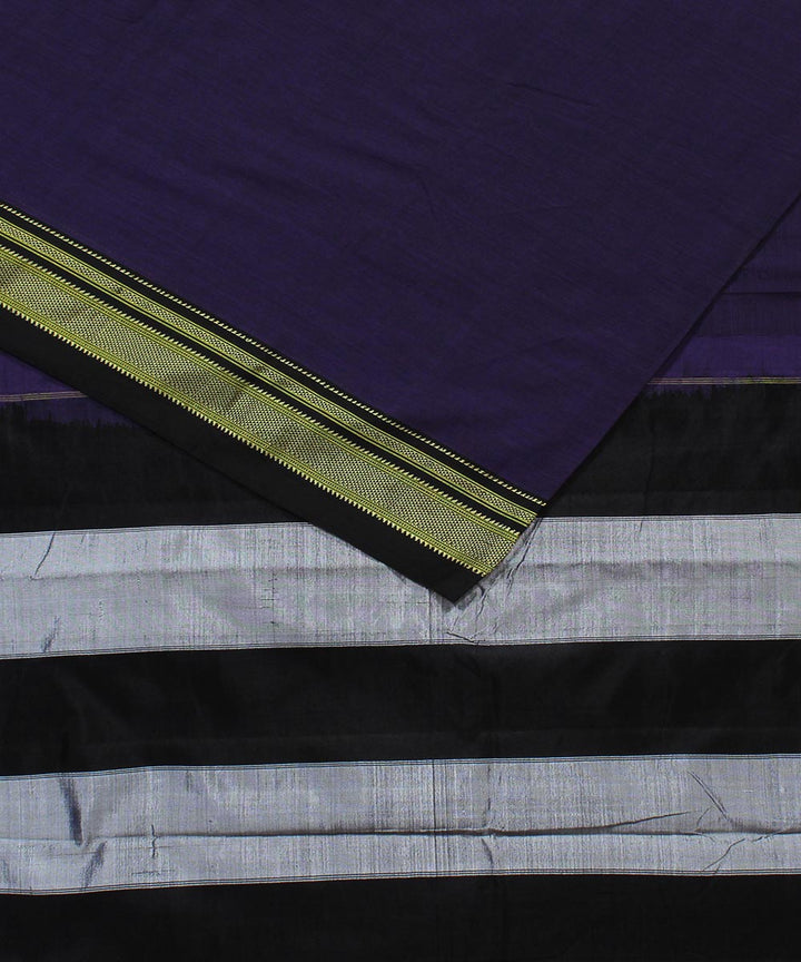 Violet black art silk and cotton handloom chikki paras ilkal saree