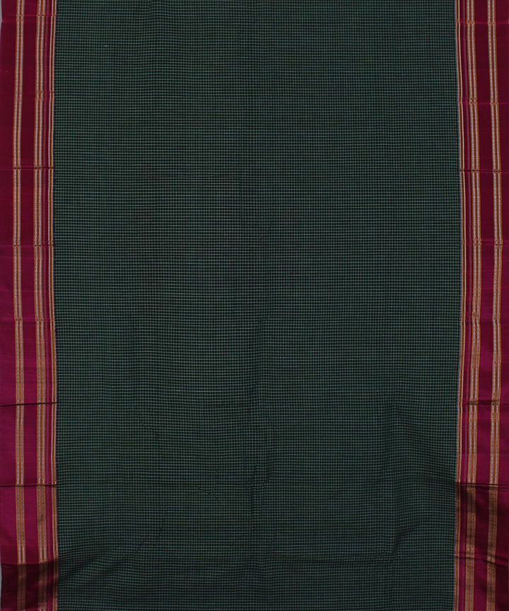 Dark green white checks art silk handwoven gayathri ilkal saree