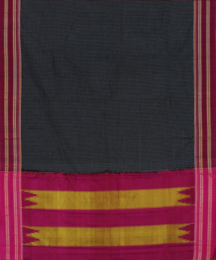 Black white checks art silk and cotton handwoven gayathri ilkal saree