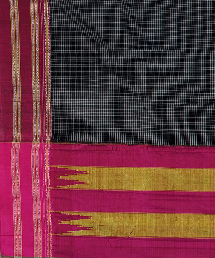 Black white checks art silk and cotton handwoven gayathri ilkal saree