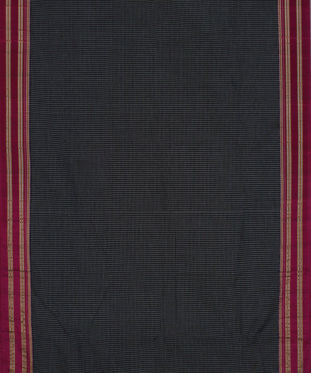 Black white checks art silk and cotton handwoven gayathri ilkal saree