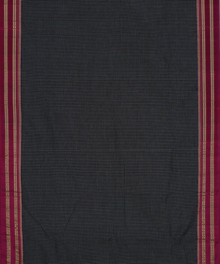 Black white checks art silk and cotton handwoven gayathri ilkal saree