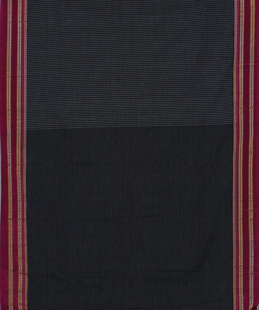 Black white checks art silk and cotton handwoven gayathri ilkal saree