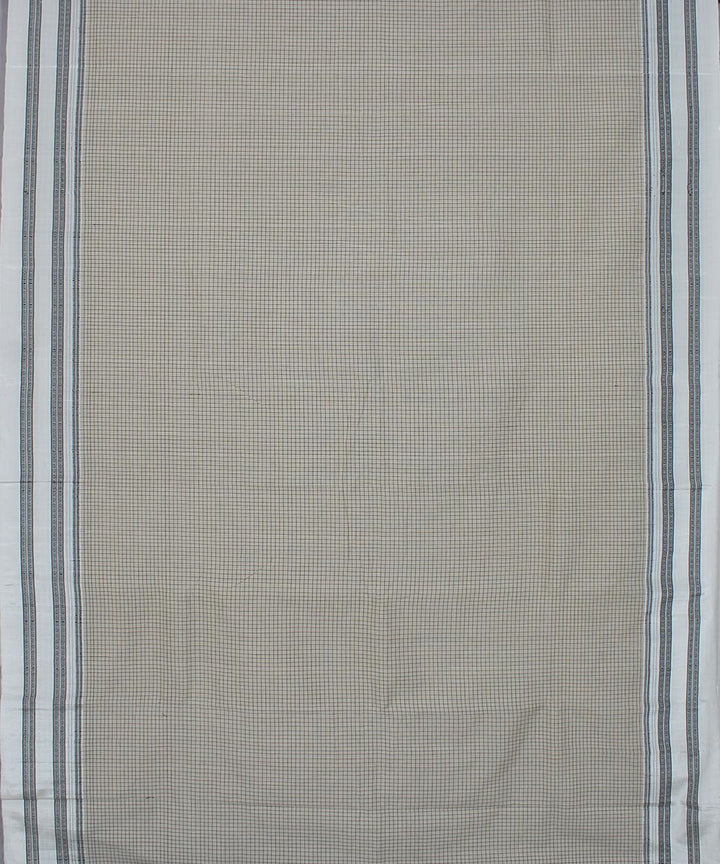 Cream black checks art silk and cotton handwoven gayathri ilkal saree