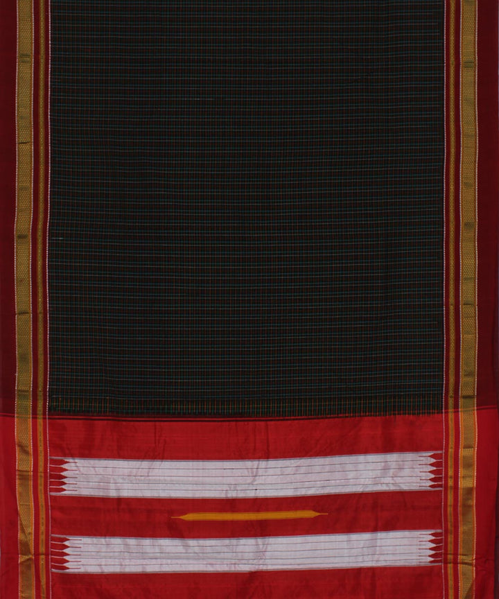 Black multi checks art silk handwoven chikki paras ilkal saree