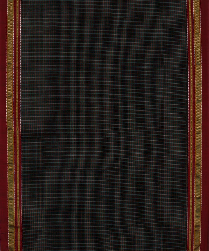 Black multi checks art silk handwoven chikki paras ilkal saree