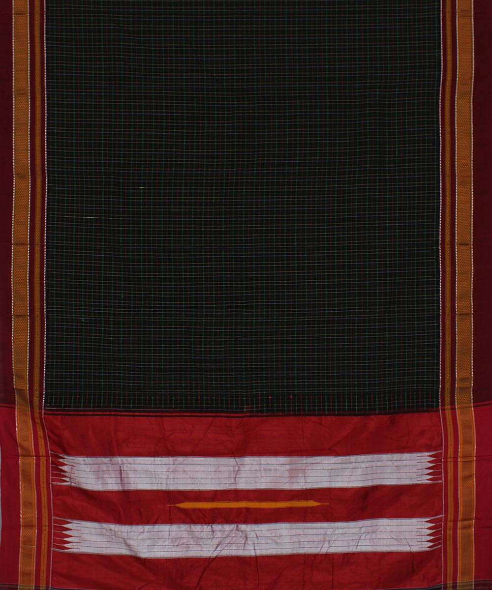 Black multicolor checks art silk handwoven chikki paras ilkal saree
