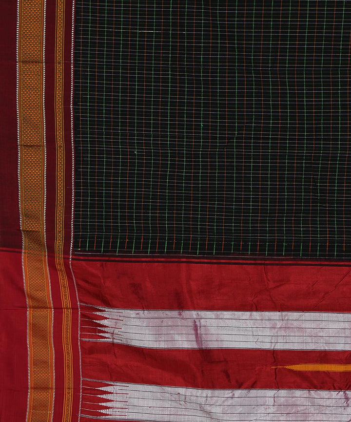 Black multicolor checks art silk handwoven chikki paras ilkal saree