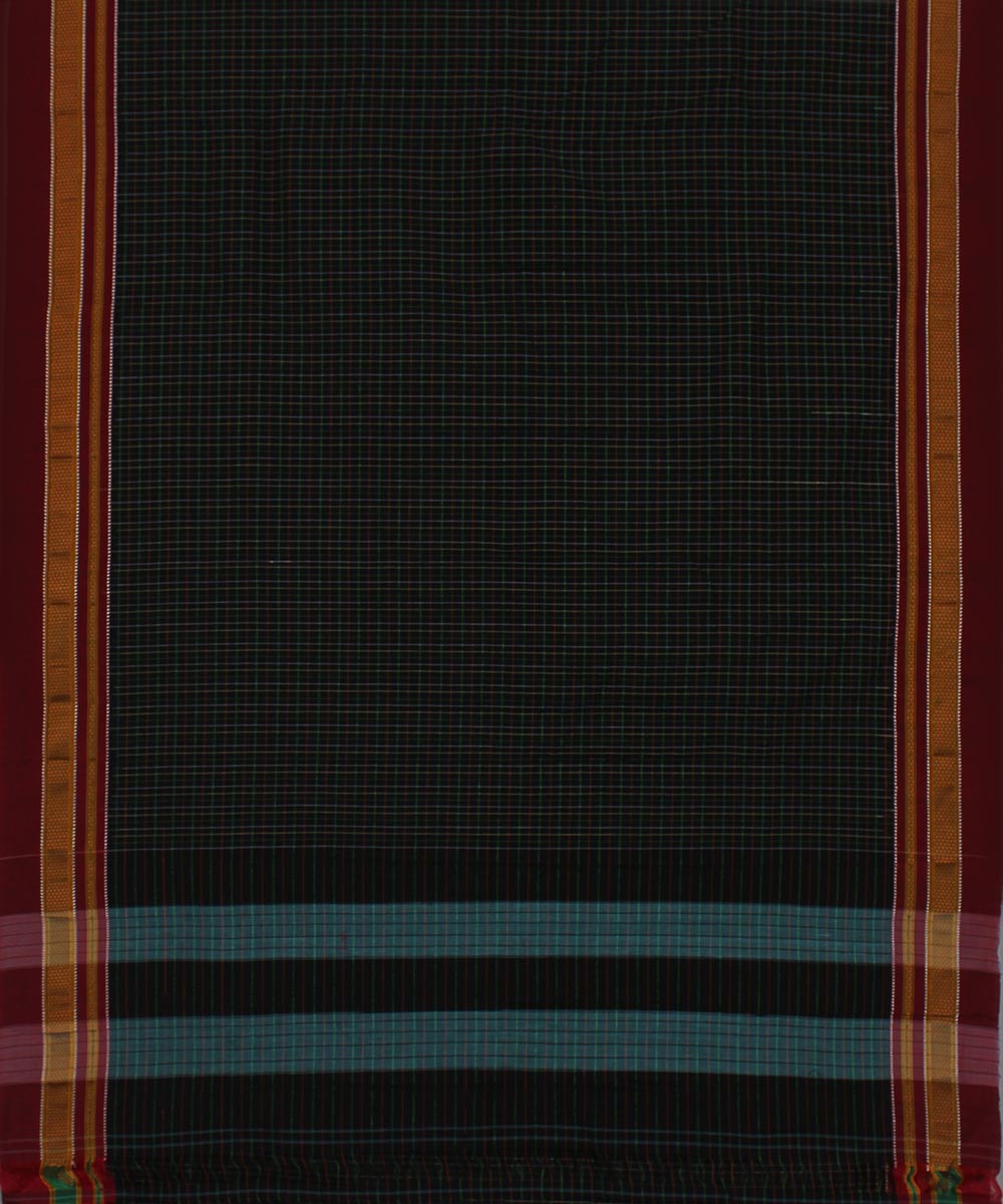 Black multicolor checks art silk handwoven chikki paras ilkal saree