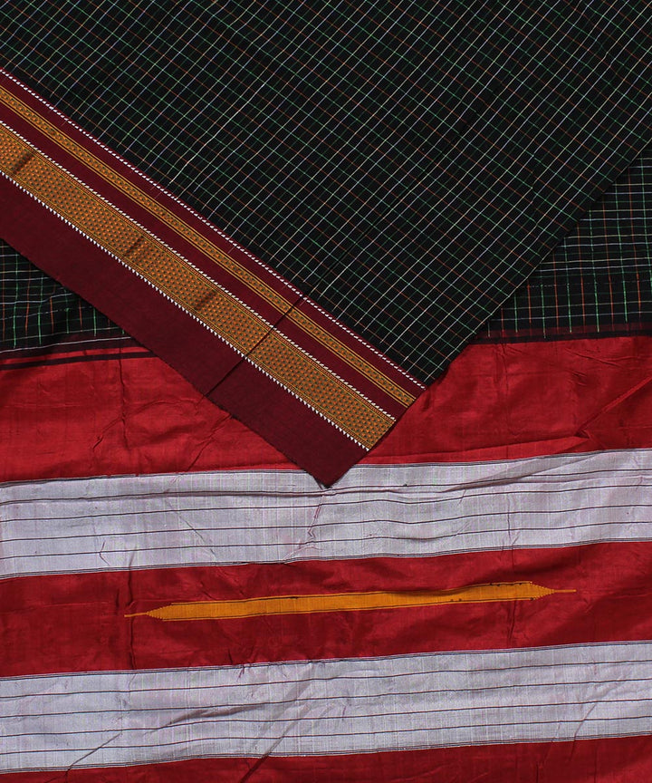 Black multicolor checks art silk handwoven chikki paras ilkal saree