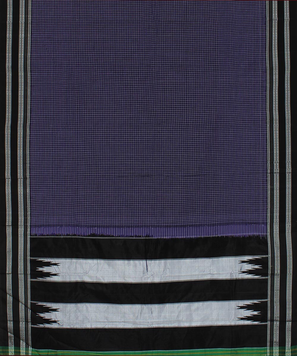 Violet white checks art silk and cotton handloom gayathri ilkal saree