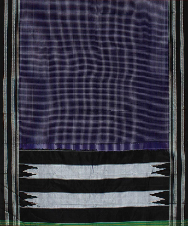 Violet white checks art silk and cotton handloom gayathri ilkal saree