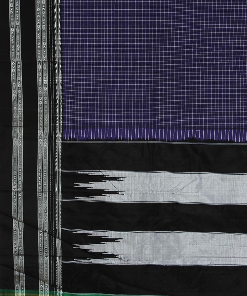 Violet white checks art silk and cotton handloom gayathri ilkal saree