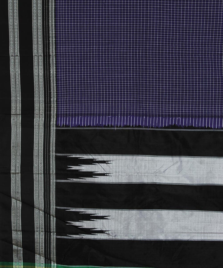 Violet white checks art silk and cotton handloom gayathri ilkal saree
