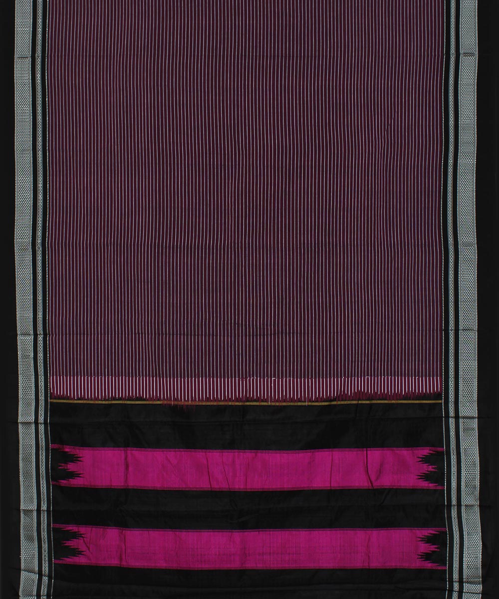 Mauve white stripes art silk cotton handwoven chikki paras ilkal saree