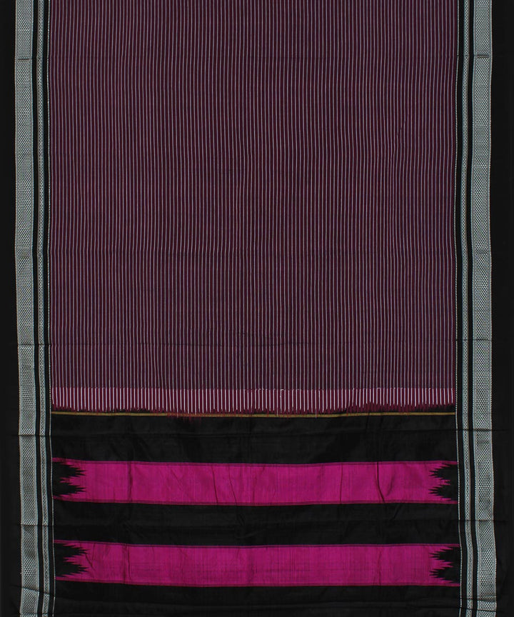 Mauve white stripes art silk cotton handwoven chikki paras ilkal saree
