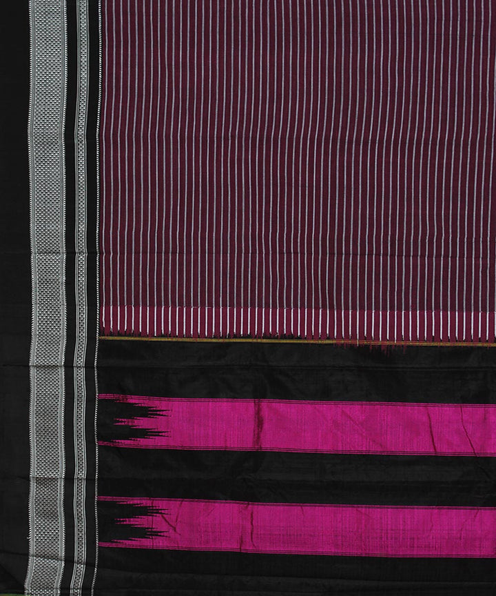 Mauve white stripes art silk cotton handwoven chikki paras ilkal saree