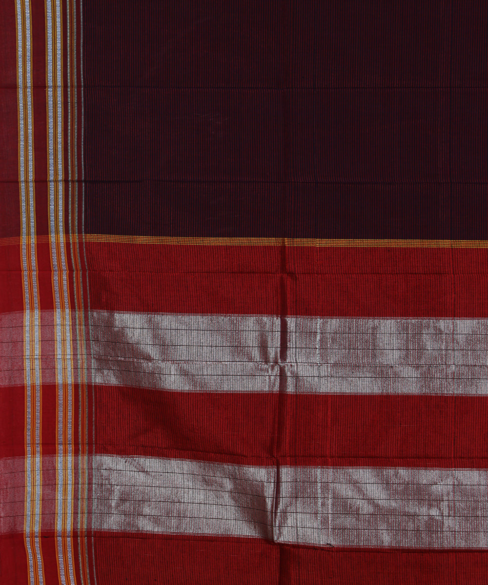 Black pink stripes art silk and cotton handwoven gayathri ilkal saree