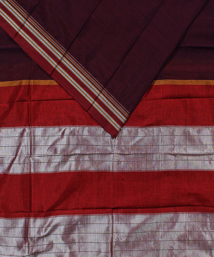 Black pink stripes art silk and cotton handwoven gayathri ilkal saree