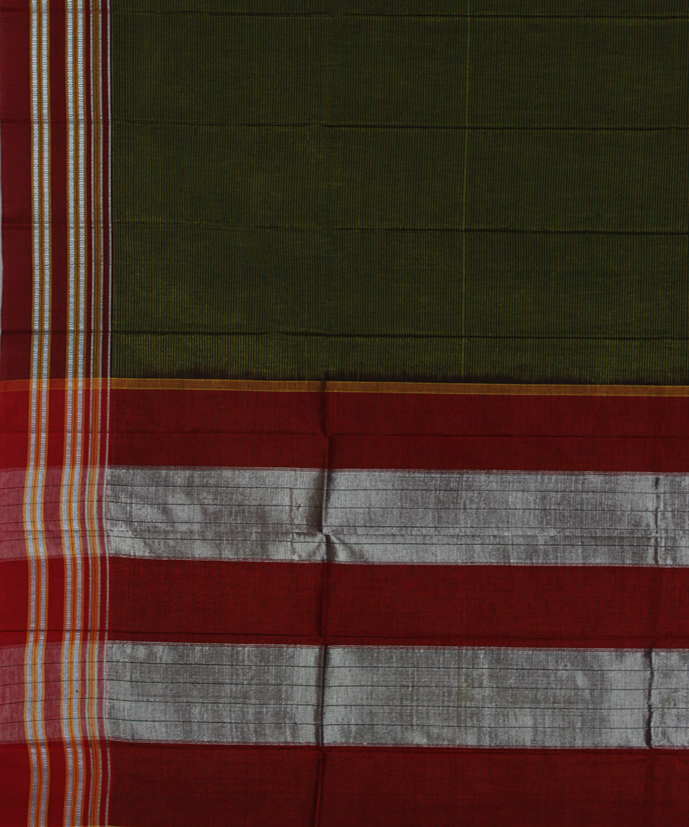 Lime green stripes art silk and cotton handwoven gayathri ilkal saree