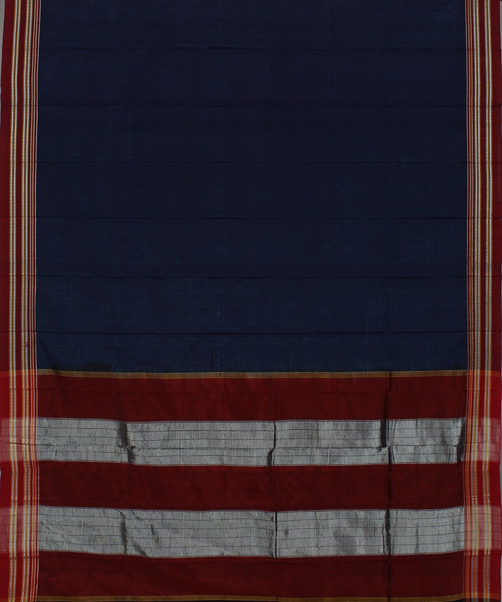 Blue black stripes art silk and cotton handwoven gayathri ilkal saree
