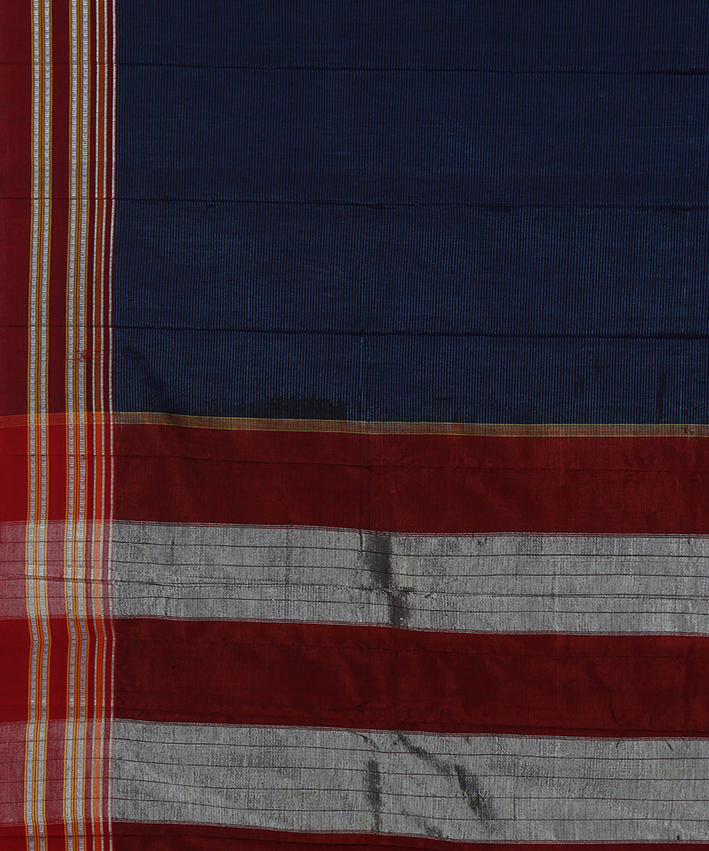 Blue black stripes art silk and cotton handwoven gayathri ilkal saree