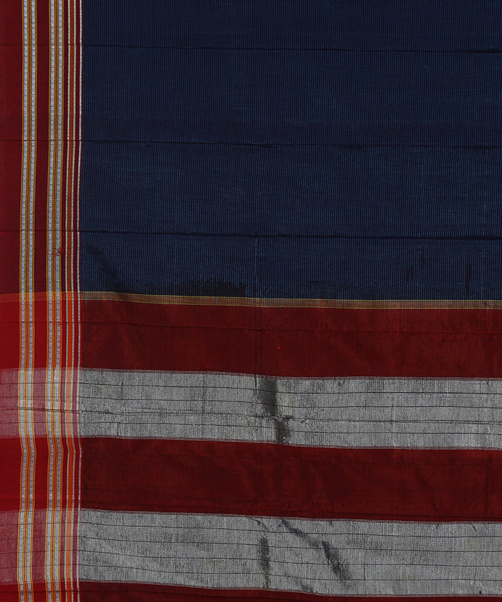 Blue black stripes art silk and cotton handwoven gayathri ilkal saree