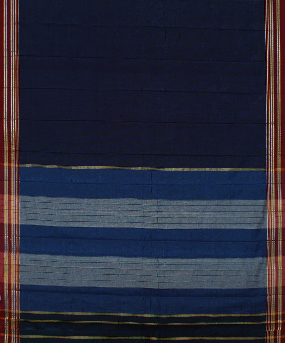 Blue black stripes art silk and cotton handwoven gayathri ilkal saree