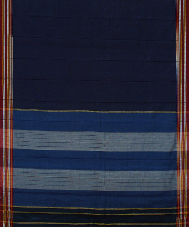 Blue black stripes art silk and cotton handwoven gayathri ilkal saree