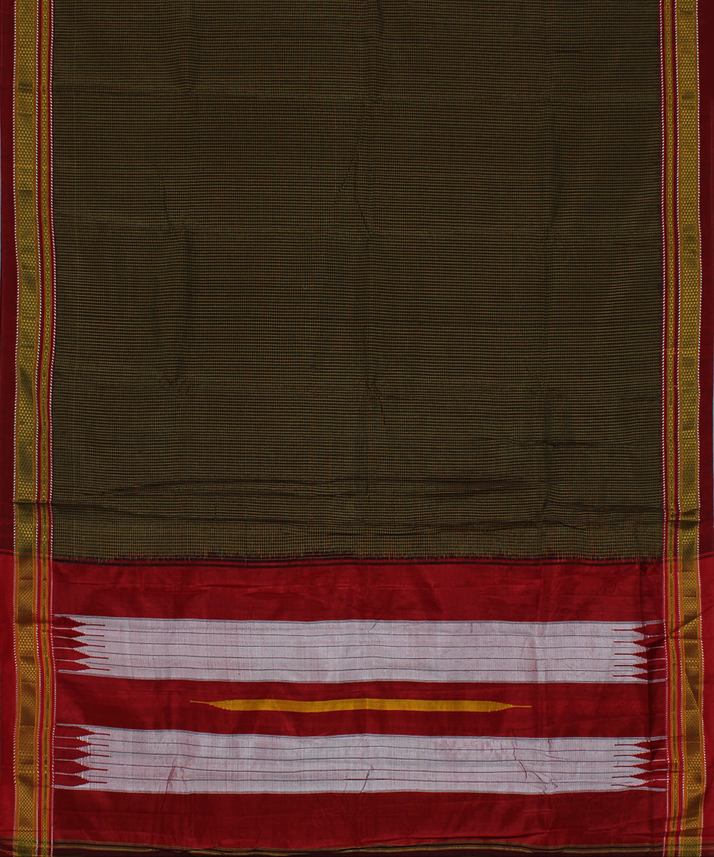 Black orange green checks art silk handwoven chikki paras ilkal saree