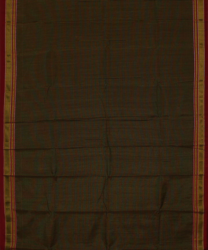 Black orange green checks art silk handwoven chikki paras ilkal saree
