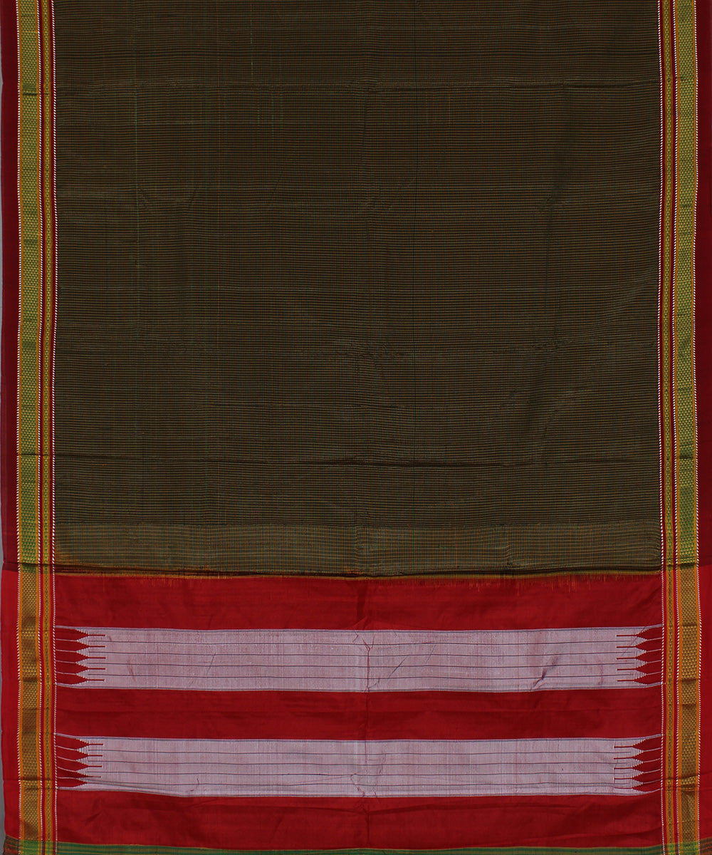 Black mustard green checks art silk handwoven chikki paras ilkal saree