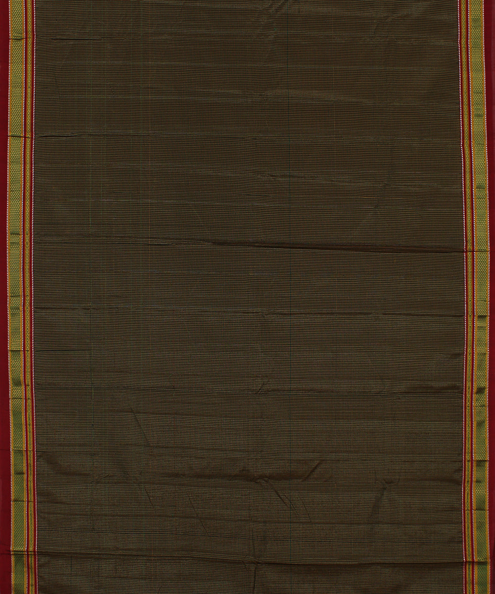 Black mustard green checks art silk handwoven chikki paras ilkal saree