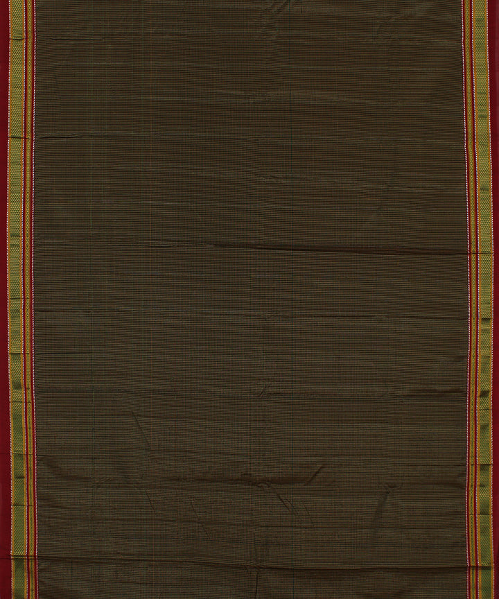 Black mustard green checks art silk handwoven chikki paras ilkal saree