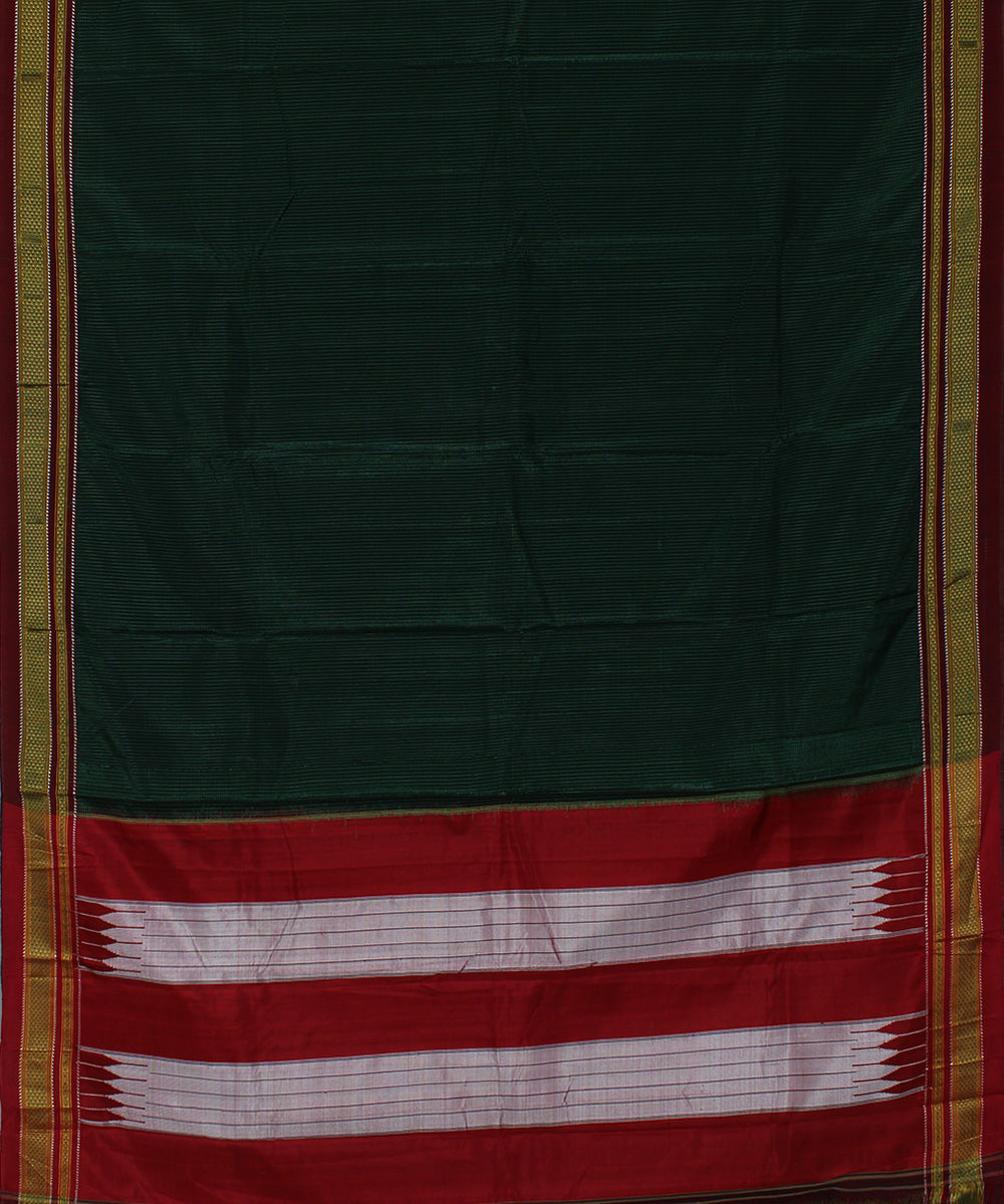 Black green checks art silk cotton handwoven chikki paras ilkal saree