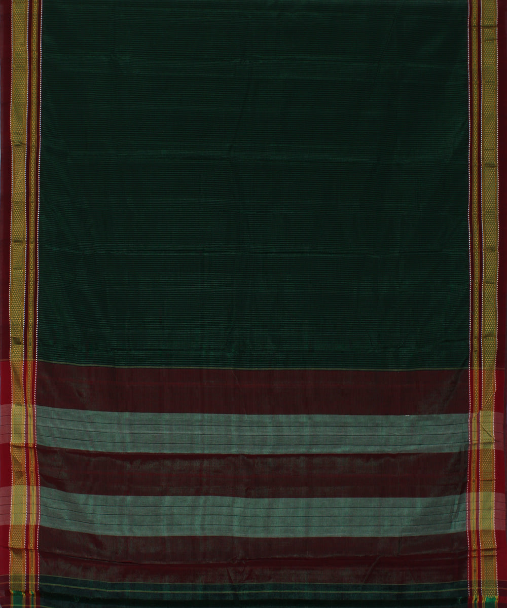 Black green checks art silk cotton handwoven chikki paras ilkal saree
