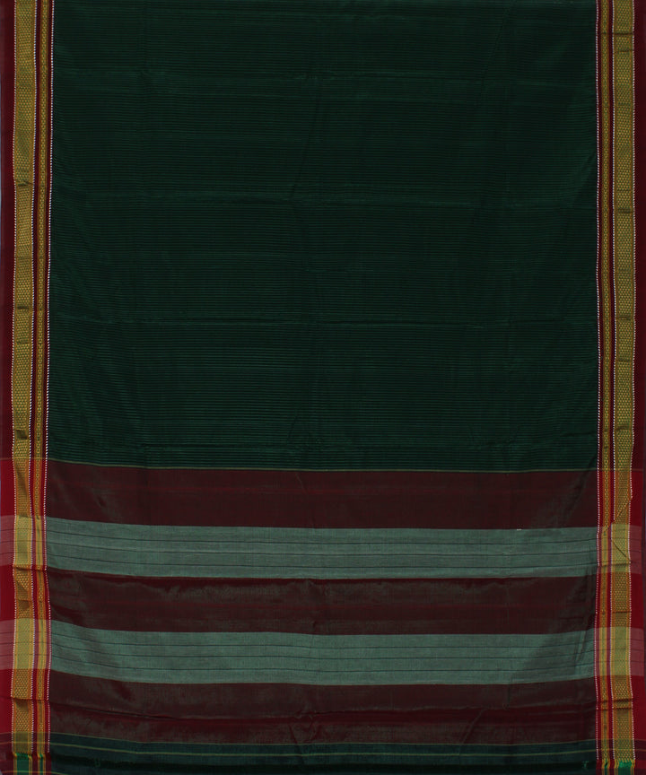 Black green checks art silk cotton handwoven chikki paras ilkal saree
