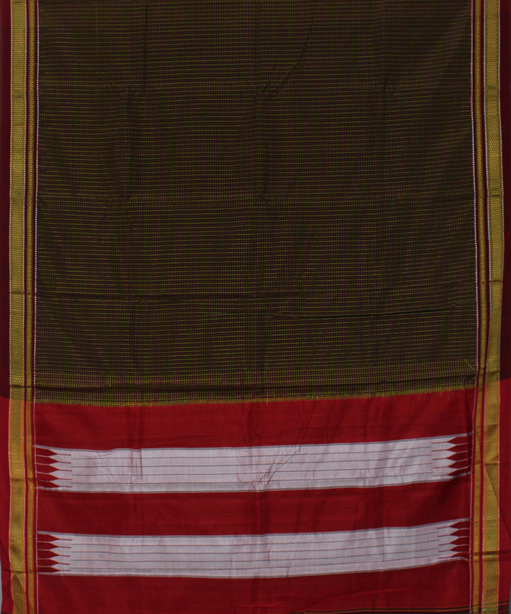 Black lime with pink checks art silk handloom chikki paras ilkal saree