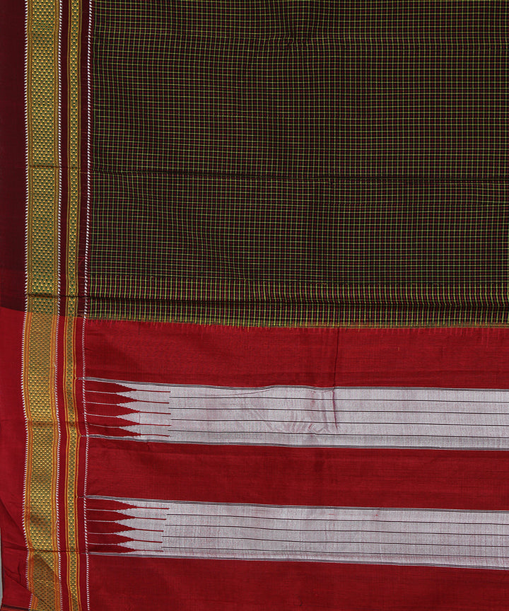Black lime with pink checks art silk handloom chikki paras ilkal saree