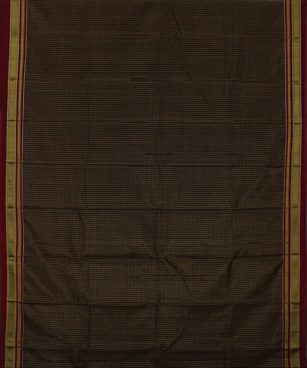 Black lime with pink checks art silk handloom chikki paras ilkal saree