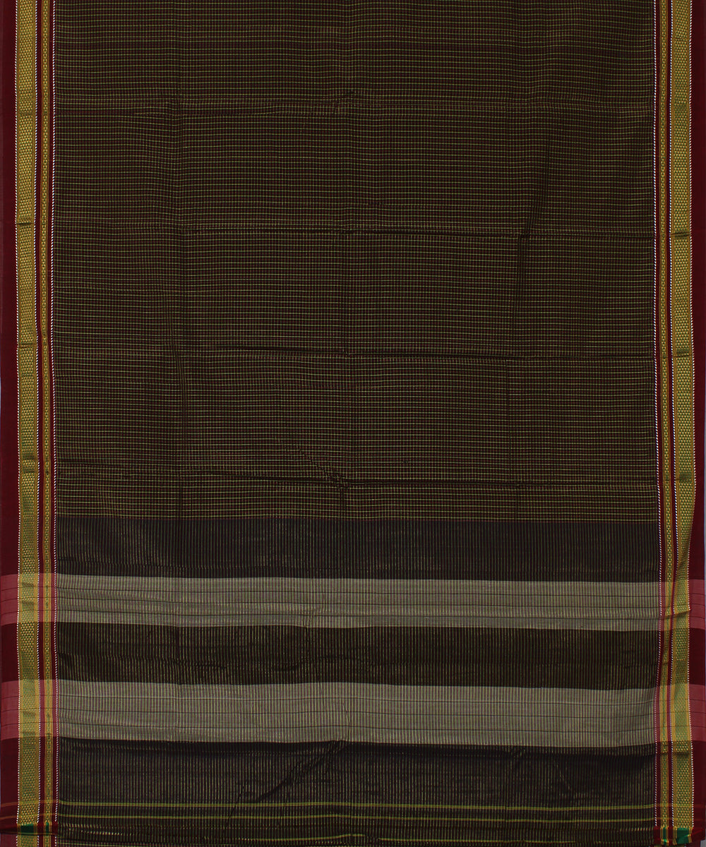 Black lime with pink checks art silk handloom chikki paras ilkal saree