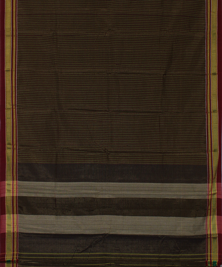 Black lime with pink checks art silk handloom chikki paras ilkal saree
