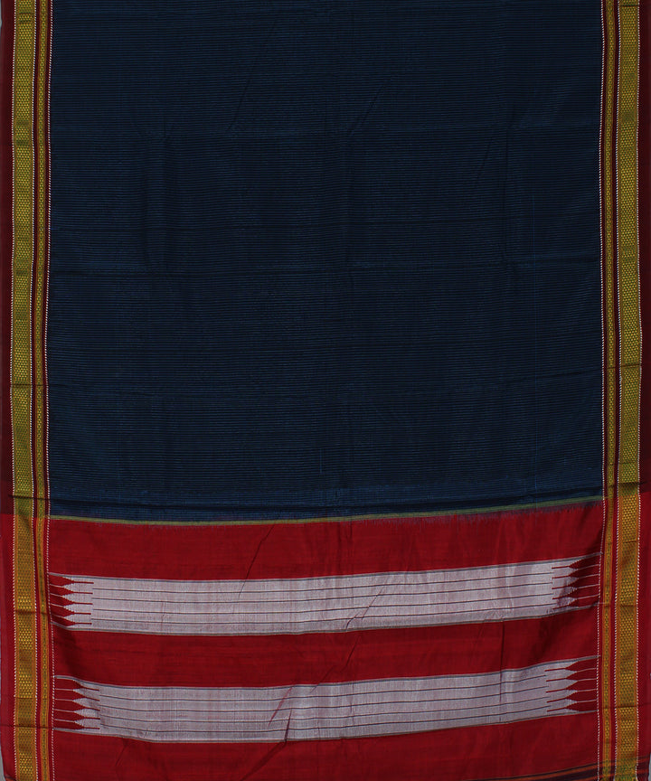 Black blue checks art silk cotton handwoven chikki paras ilkal saree