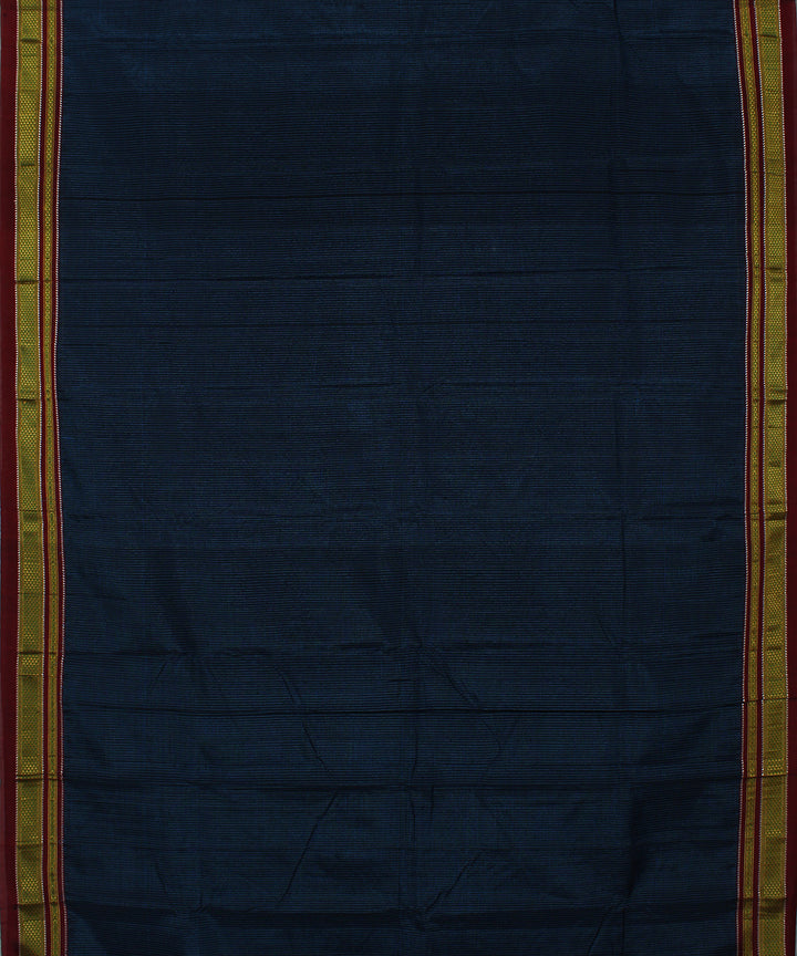 Black blue checks art silk cotton handwoven chikki paras ilkal saree