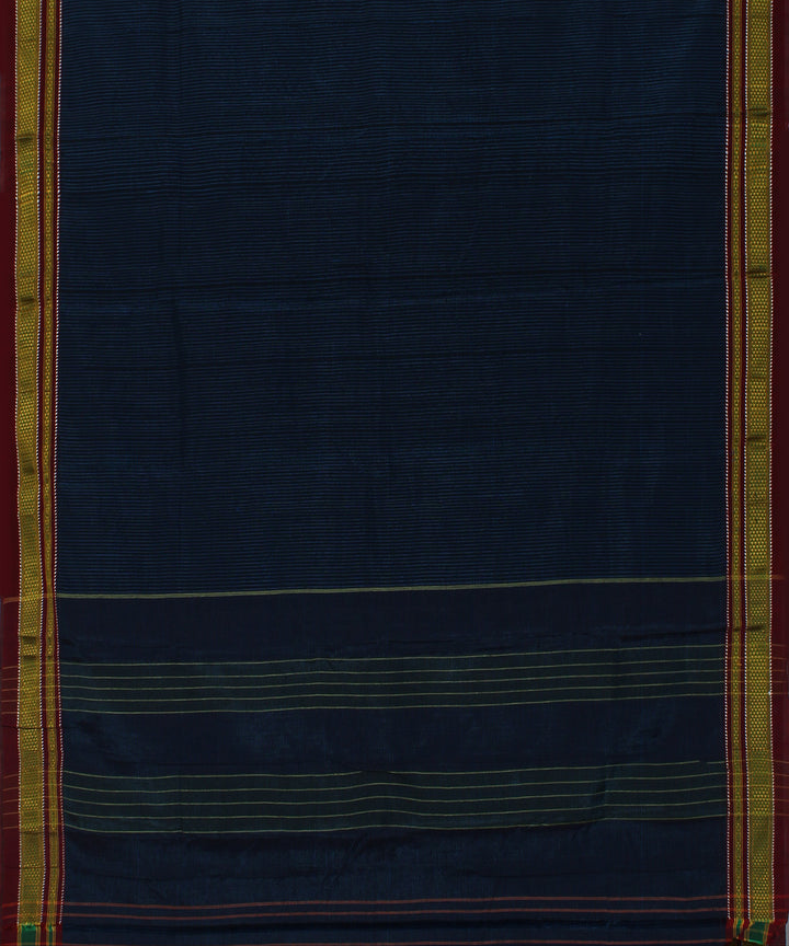 Black blue checks art silk cotton handwoven chikki paras ilkal saree