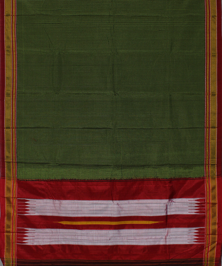 Lime green checks art silk handwoven chikki paras ilkal saree